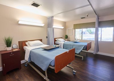 A patient's bedroom at Courtyard Healthcare Center